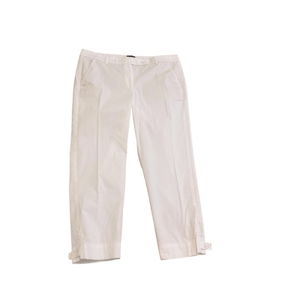 Talbots “the perfect skimmer” white cropped cotton pant button tab on cuff sz 10 - Picture 2 of 9